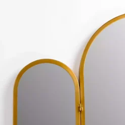 Kirklands Home Decorative Mirrors|Rounded Edge Trifold Wall Mirror Gold