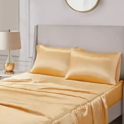 Kirklands Home Bed Sheets|Satin Standard 2-pc. Pillow Case Set Gold