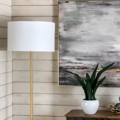 Kirklands Home Floor Lamps|Gold Sleek Modern Floor Lamp White