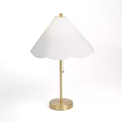 Kirklands Home Table Lamps|Gold Table Lamp with Scalloped Shade White
