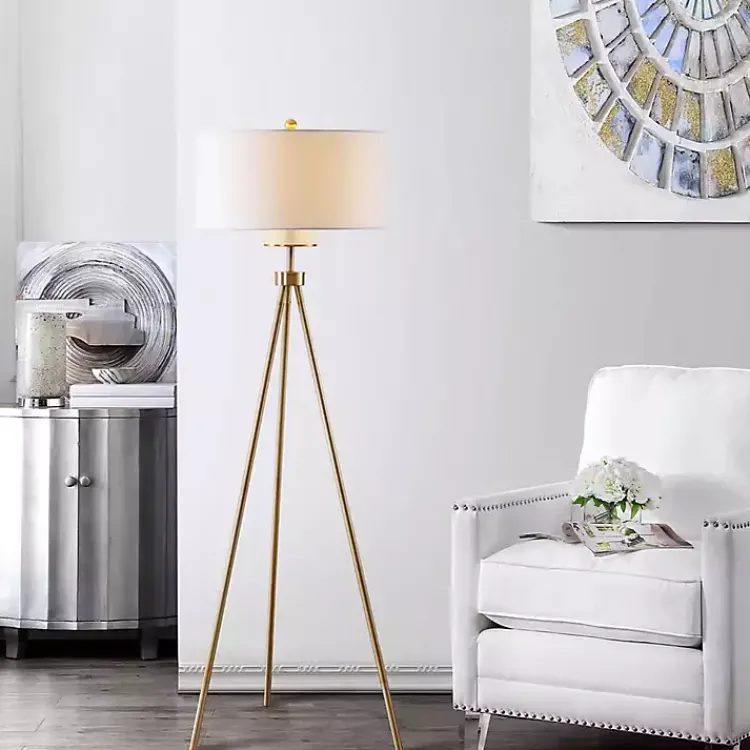 Kirklands Home Floor Lamps|Tripod Modern Floor Lamp Gold