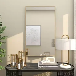 Kirklands Home Framed Mirrors|Gold Wood Rectangular Wall Mirror, 24x40 in.