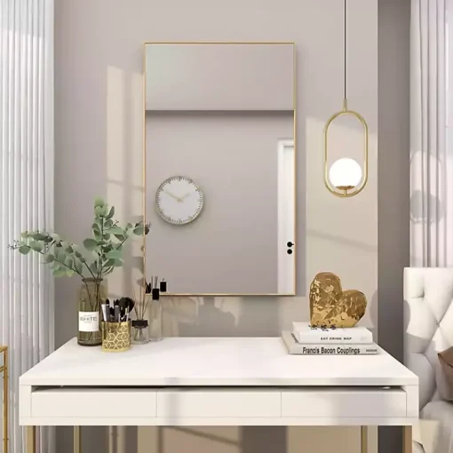 Kirklands Home Framed Mirrors|Gold Wood Rectangular Wall Mirror, 24x40 in.
