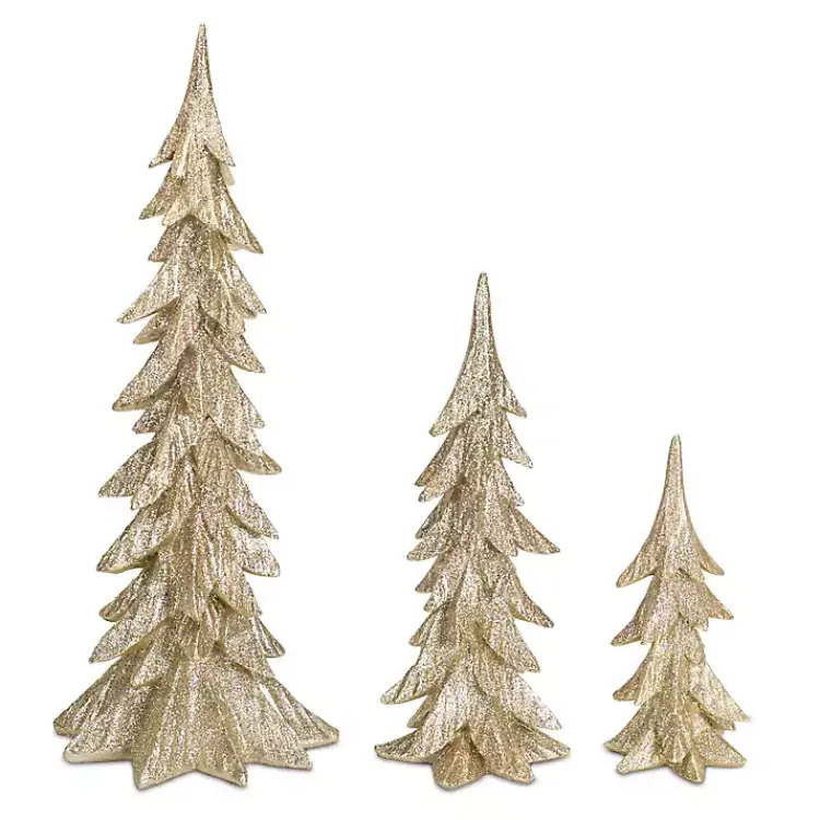 Discount Golden Glitter Tabletop Ever Trees, Set of 3 Christmas Decorations