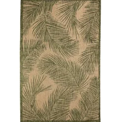 Kirklands Home Outdoor Rugs|Golden Green Palm Leaves Outdoor Area Rug, 4x7