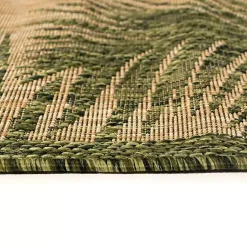 Kirklands Home Outdoor Rugs|Golden Green Palm Leaves Outdoor Area Rug, 4x7