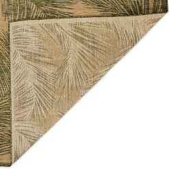 Kirklands Home Outdoor Rugs|Golden Green Palm Leaves Outdoor Area Rug, 4x7
