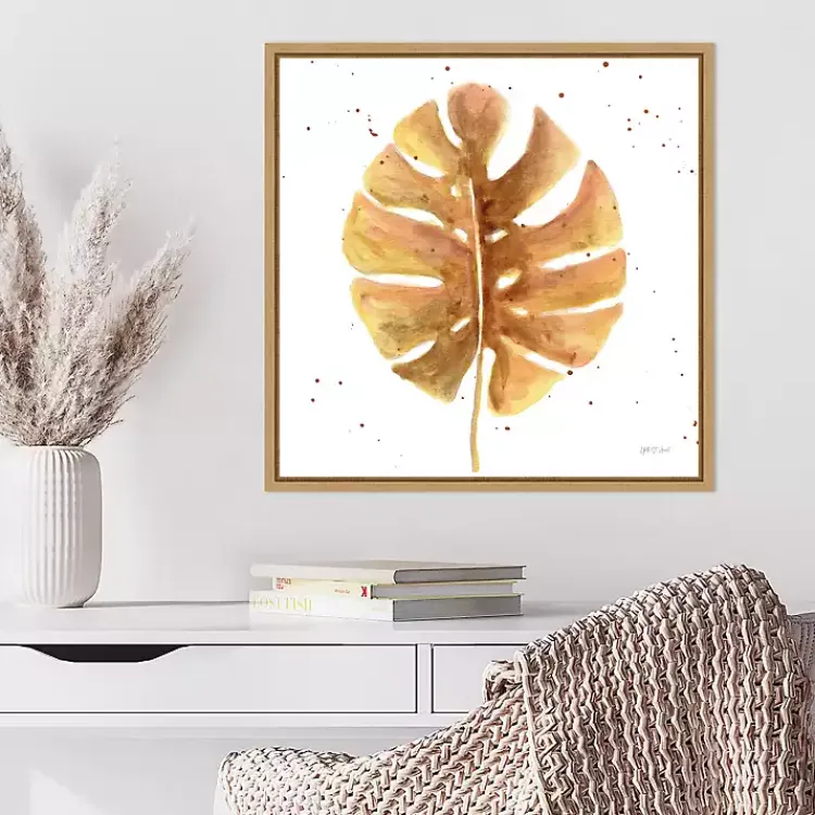 Kirklands Home Canvas Art|Golden Palm Framed Canvas Art Print