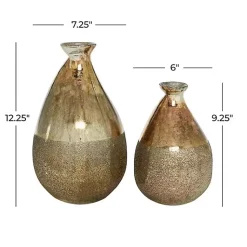 New en Rustic Blown Glass Bulb Vases, Set of 2 Vases