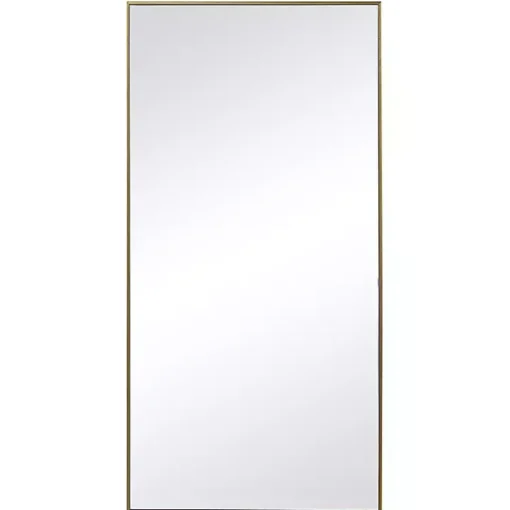 Kirklands Home Framed Mirrors|Golden Simple Rectangular Frame Wall Mirror