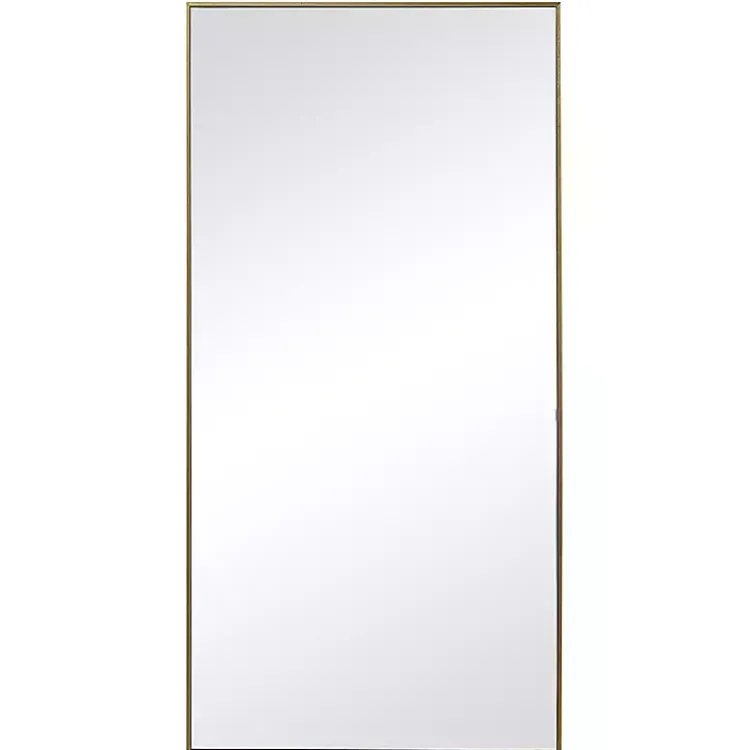 Kirklands Home Framed Mirrors|Golden Simple Rectangular Frame Wall Mirror