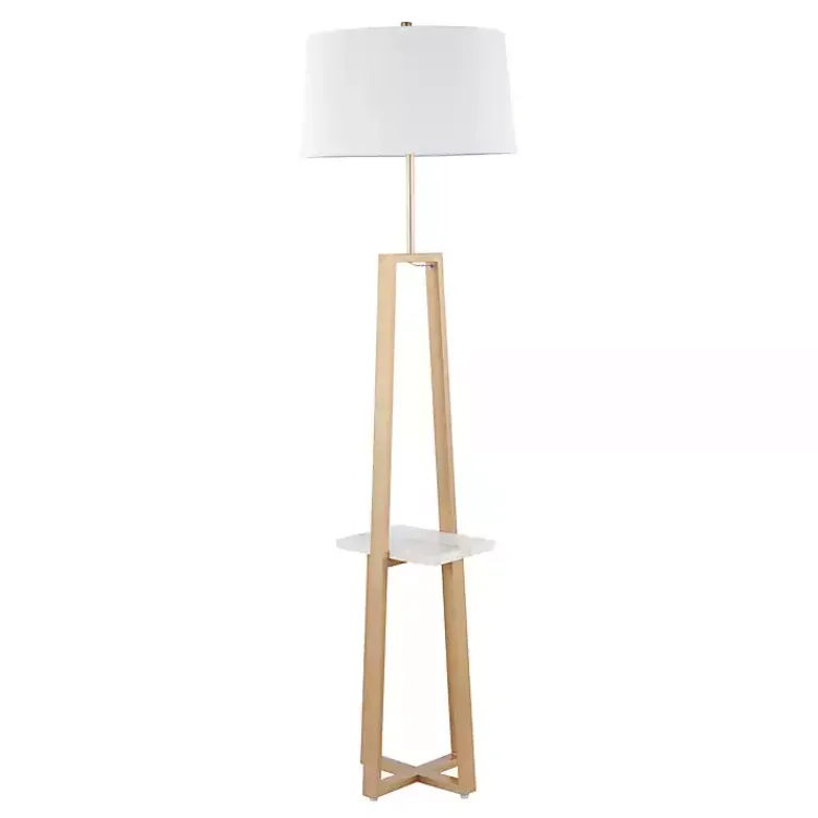 Kirklands Home Floor Lamps|Golden Triangle Marble Shelf Floor Lamp White