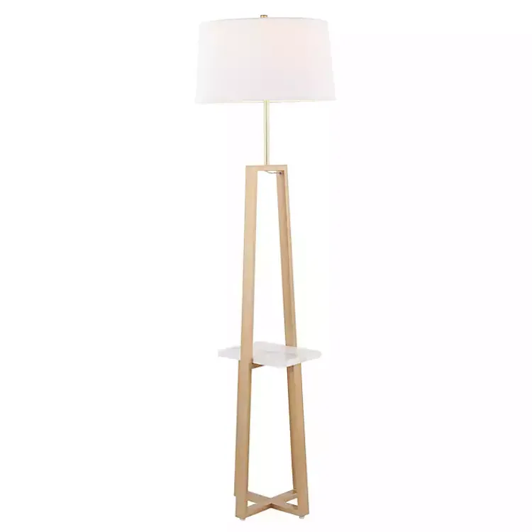 Kirklands Home Floor Lamps|Golden Triangle Marble Shelf Floor Lamp White