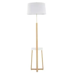 Kirklands Home Floor Lamps|Golden Triangle Marble Shelf Floor Lamp White