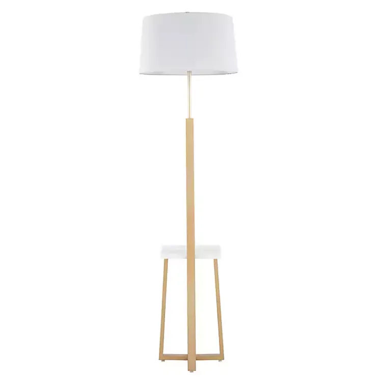 Kirklands Home Floor Lamps|Golden Triangle Marble Shelf Floor Lamp White