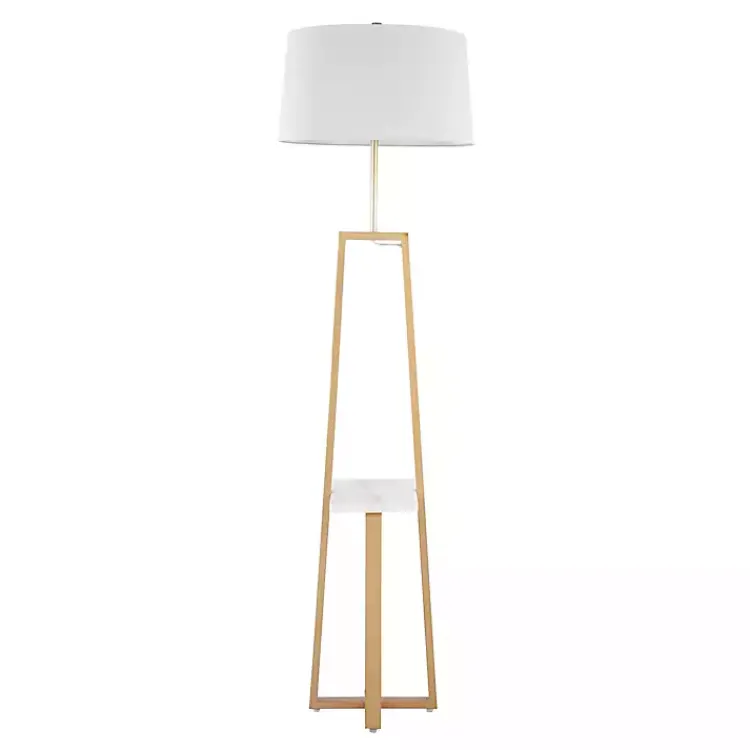 Kirklands Home Floor Lamps|Golden Triangle Marble Shelf Floor Lamp White