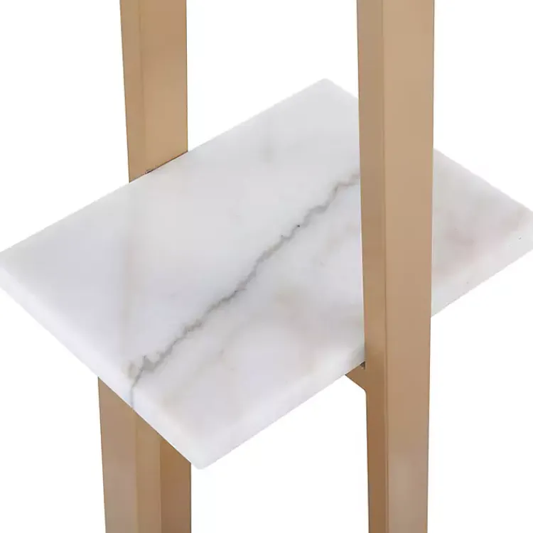 Kirklands Home Floor Lamps|Golden Triangle Marble Shelf Floor Lamp White
