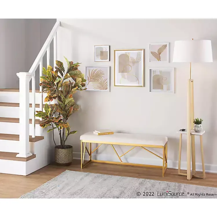 Kirklands Home Floor Lamps|Golden Triangle Marble Shelf Floor Lamp White