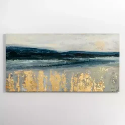 Kirklands Home Canvas Art|Golden Turquoise Abstract Canvas Wall Art
