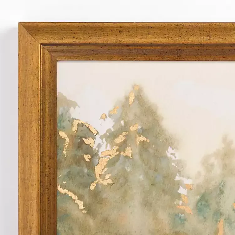 Kirklands Home Canvas Art|Golden Watercolor Treeline Framed Canvas Art Print