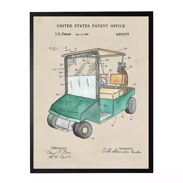 Kirklands Home Framed Art|Golf Cart Patent Framed Art Print Tan