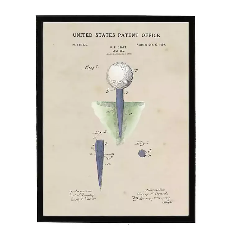 Kirklands Home Framed Art|Golf Tee Patent Framed Art Print Tan
