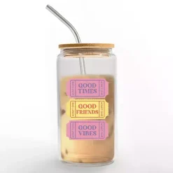 Kirklands Home Glassware & Drinkware|Good Vibes Ticket Stub Glass Tumbler