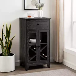 Kirklands Home Cabinets & Sideboards|Graphite Double Door Reeves Cabinet Black