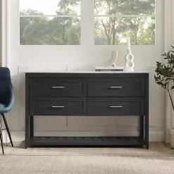 Kirklands Home Cabinets & Sideboards|Graphite Wood Storage Buffet with Faux Marble Top