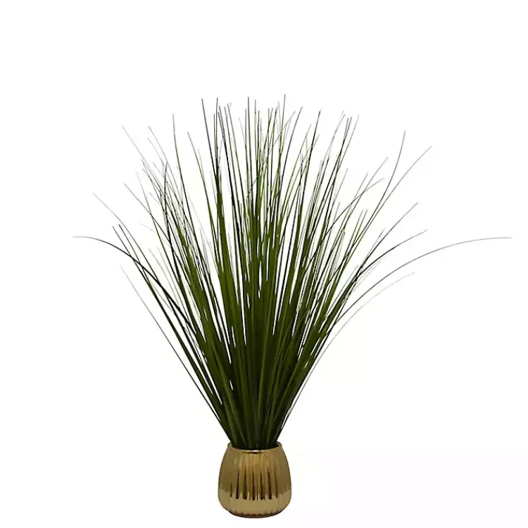 Discount Grass Arrangement in Gold Ribbed Pot Arrangements & Greenery