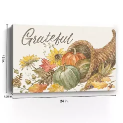 New Grateful Cornucopia Harvest Canvas Wall Plaque Fall