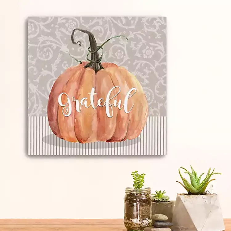 Outlet Grateful Pumpkin Canvas Art Print, 20x20 Fall