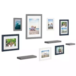 Kirklands Home Gallery Wall Frames|Gray & Navy 10-pc. Gallery Wall Frame & Shelf Set