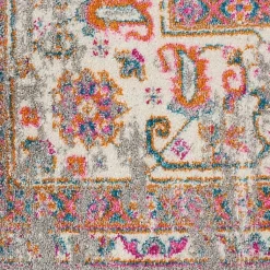 Kirklands Home Area Rugs|Gray & Pink Central Motif Botanical Area Rug, 8x10