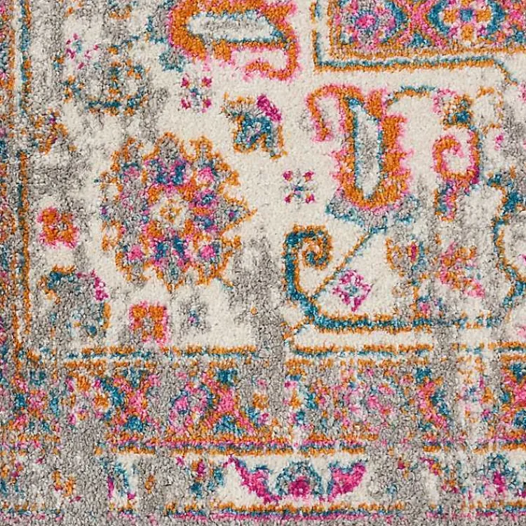 Kirklands Home Area Rugs|Gray & Pink Central Motif Botanical Area Rug, 8x10