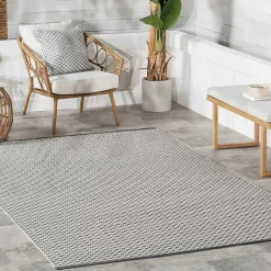Kirklands Home Area Rugs|Gray & White Trellis Indoor/Outdoor Rug, 4x6