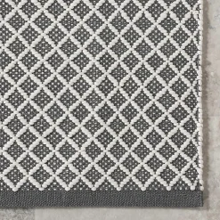 Kirklands Home Outdoor Rugs|Gray & White Trellis Indoor/Outdoor Runner, 3x8