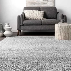 Kirklands Home Area Rugs|Gray Abstract Pattern Washable Area Rug, 5x8