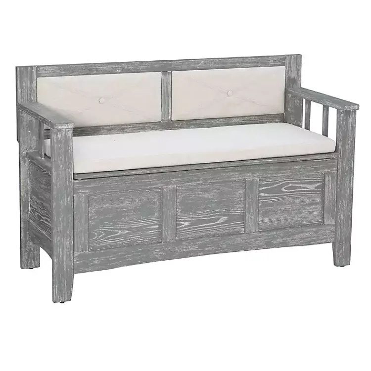 Kirklands Home Benches & Ottomans|Gray and Beige Carlton Storage Bench