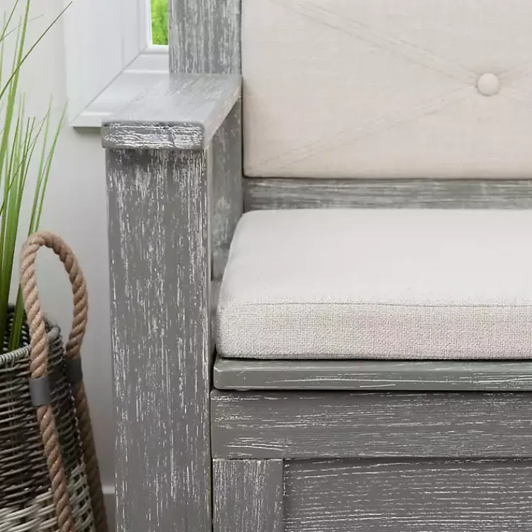 Kirklands Home Benches & Ottomans|Gray and Beige Carlton Storage Bench