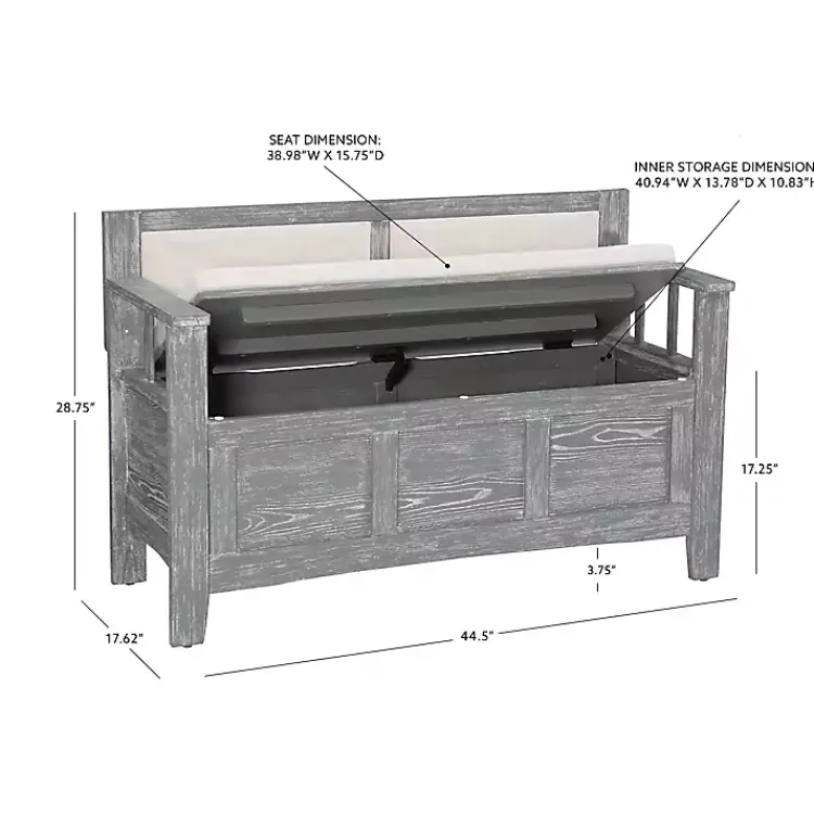 Kirklands Home Benches & Ottomans|Gray and Beige Carlton Storage Bench