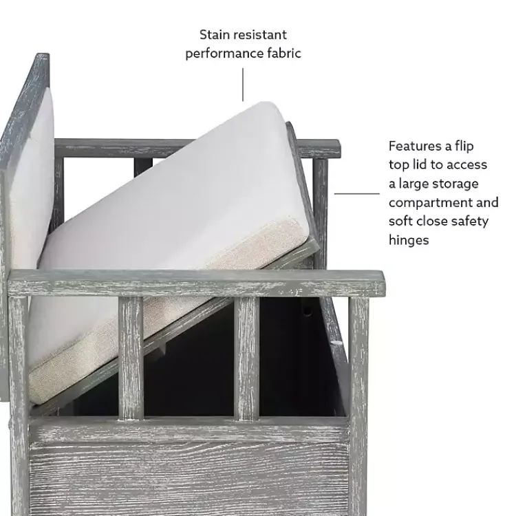 Kirklands Home Benches & Ottomans|Gray and Beige Carlton Storage Bench