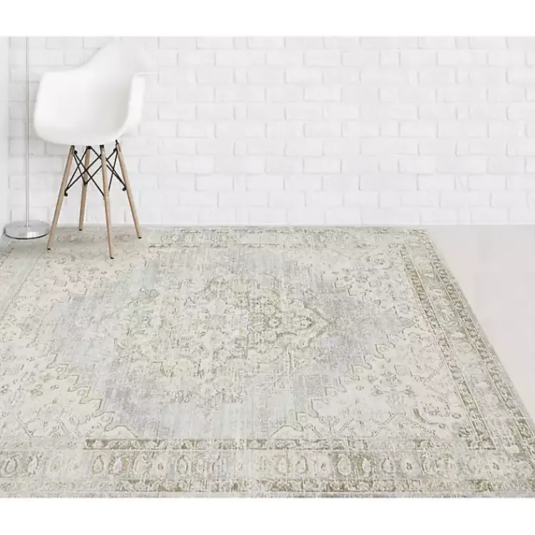 Kirklands Home Area Rugs|Gray and Beige Vintage Medallion Area Rug, 5x7