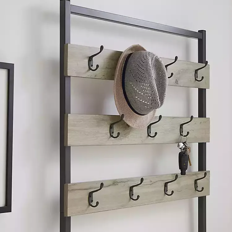Kirklands Home Entryway Furniture|and Black Wood Bench Hall Tree Gray