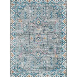 Kirklands Home Area Rugs|Gray and Blue Barron Washable Area Rug, 5x7