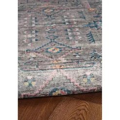 Kirklands Home Area Rugs|Gray and Blue Barron Washable Area Rug, 5x7