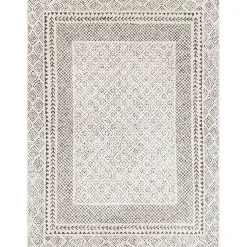 Kirklands Home Area Rugs|Gray and Cream Border Harrah Area Rug, 5x7