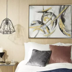 Kirklands Home Canvas Art|Gray and Gold Abstract Framed Canvas Art Print