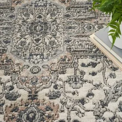 Kirklands Home Area Rugs|and Ivory Nadia Medallion Area Rug, 5x7 Gray
