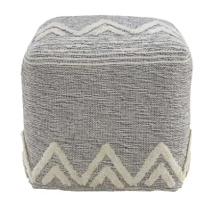 Outlet Gray and Ivory Tufted Peak Pouf Poufs & Floor Cushions